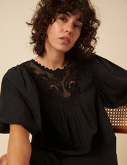 Black Tori Mini Smock Dress