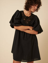 Black Tori Mini Smock Dress