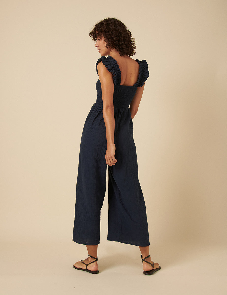 Navy Cropped Length Maya Jumpsuit