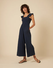Navy Cropped Length Maya Jumpsuit