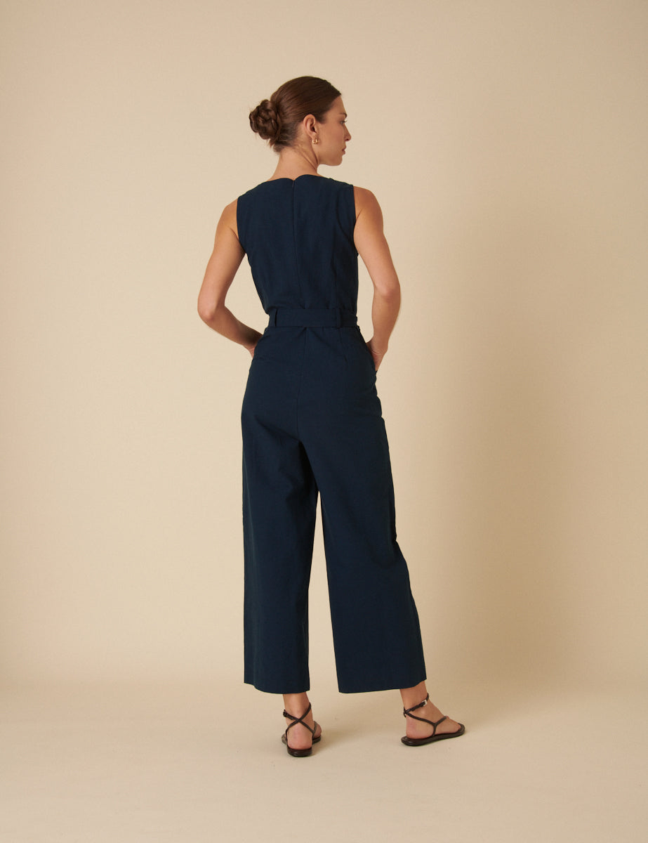 Navy Sleeveless Jumpsuit