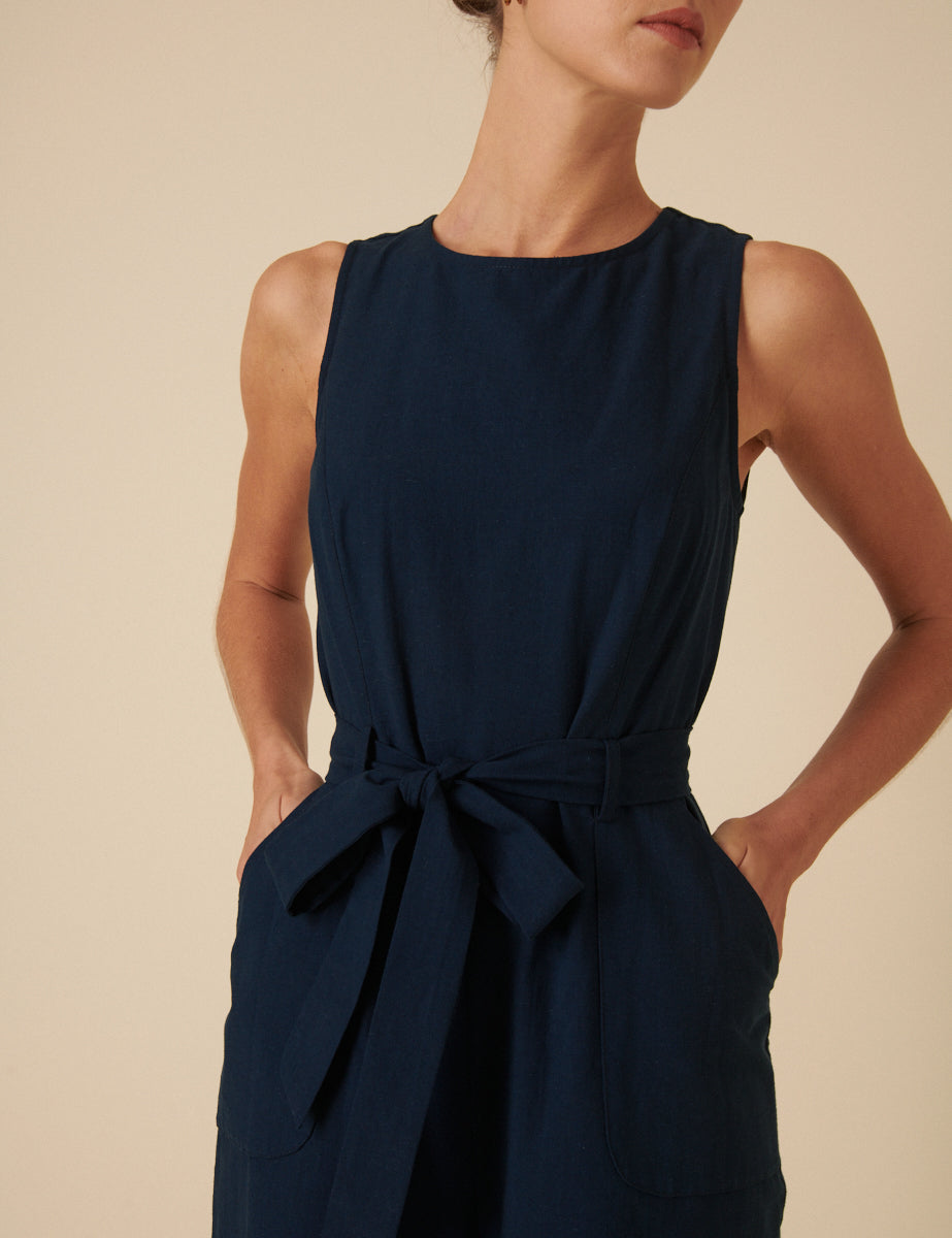 Navy Sleeveless Jumpsuit