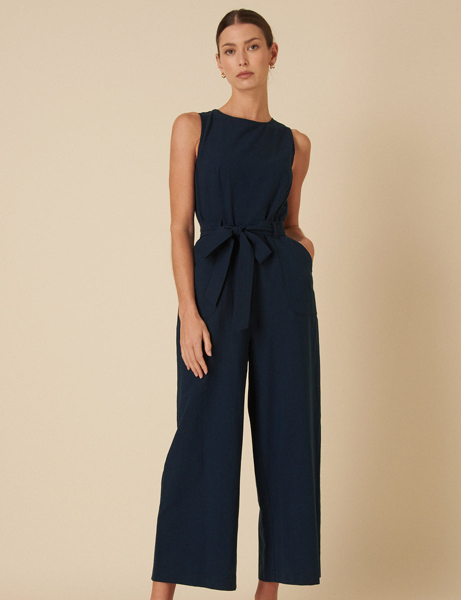 Navy Sleeveless Jumpsuit