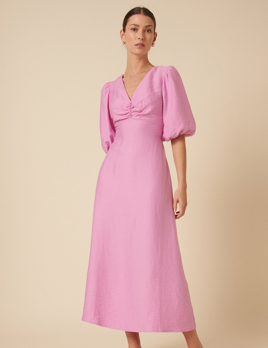 Pink Bow Back Zita Midi Dress