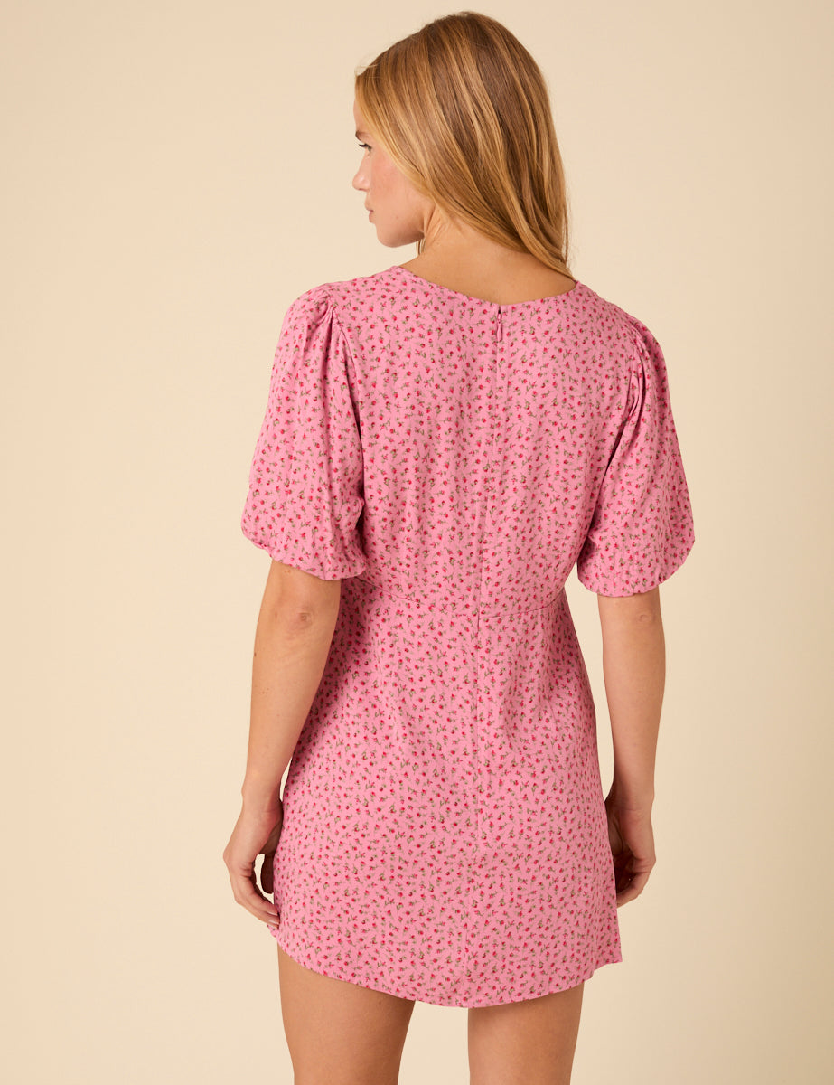 Petite Pink Ditsy Floral Benita Mini Dress