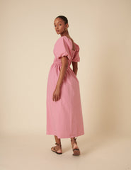 Pink Ruched Kurtis Midi Dress