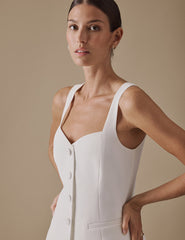 White Square Neck Jaia Bridal Waistcoat