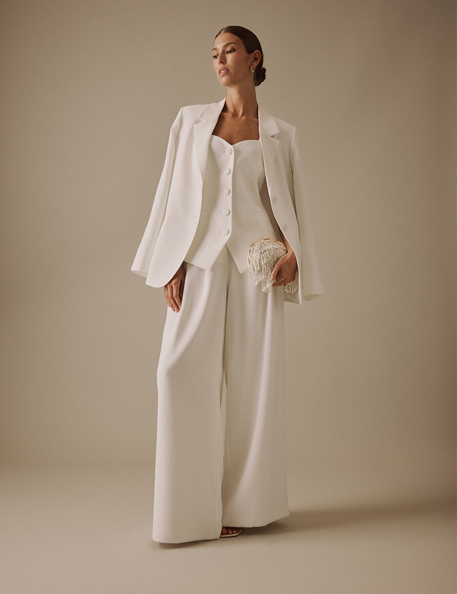 White Square Neck Jaia Bridal Waistcoat