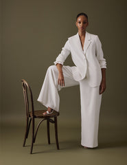 White Wide Leg Viera Bridal Trousers