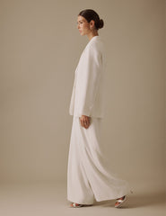 White Wide Leg Viera Bridal Trousers