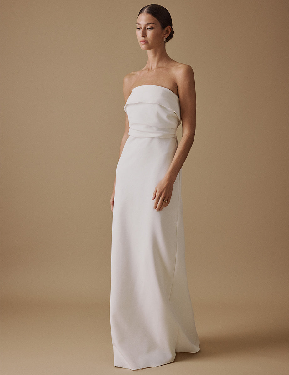 White Bandeau Maxi Lena Bridal Dress