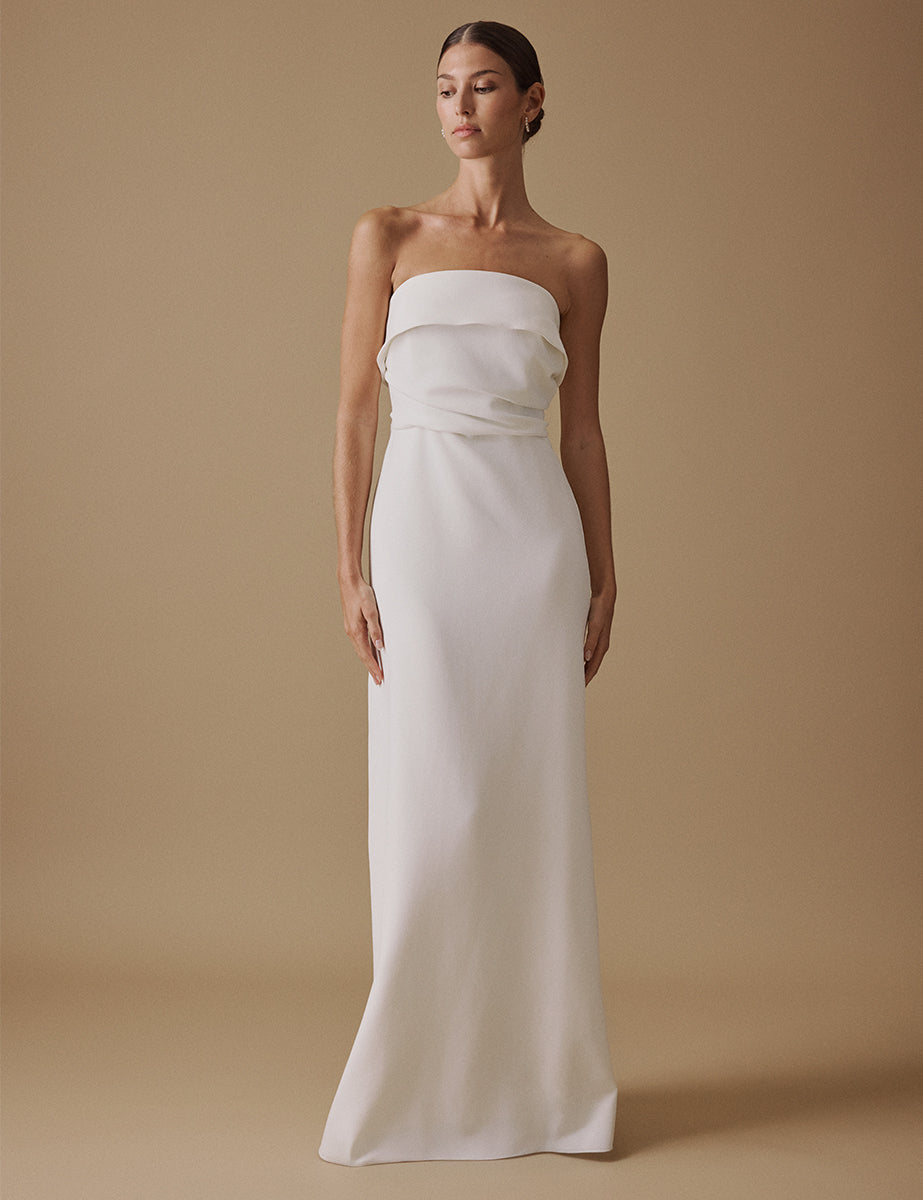 White Bandeau Maxi Lena Bridal Dress