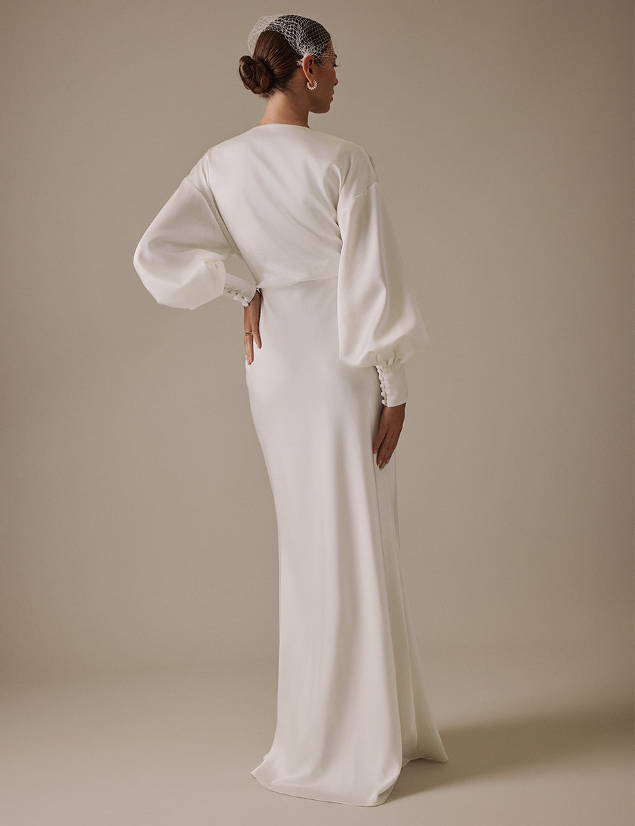 White Long Sleeve Maxi Cecilia Bridal Dress