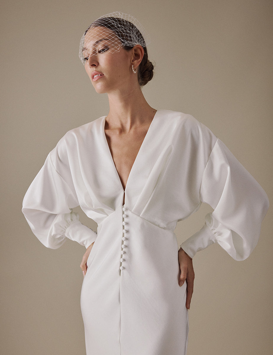 White Long Sleeve Maxi Cecilia Bridal Dress