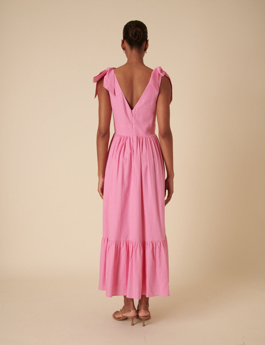 Pink Tiered Coen Midi Dress