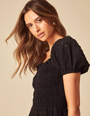 Black Broderie Anglaise Sophia Midi Dress