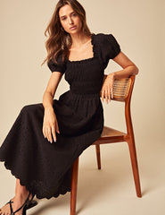 Black Broderie Anglaise Sophia Midi Dress