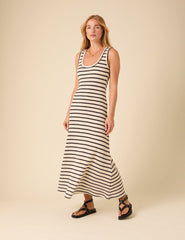 Black And White Striped Textured Maxi Dress