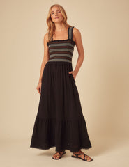 Black Embroidered Fifi Maxi Dress