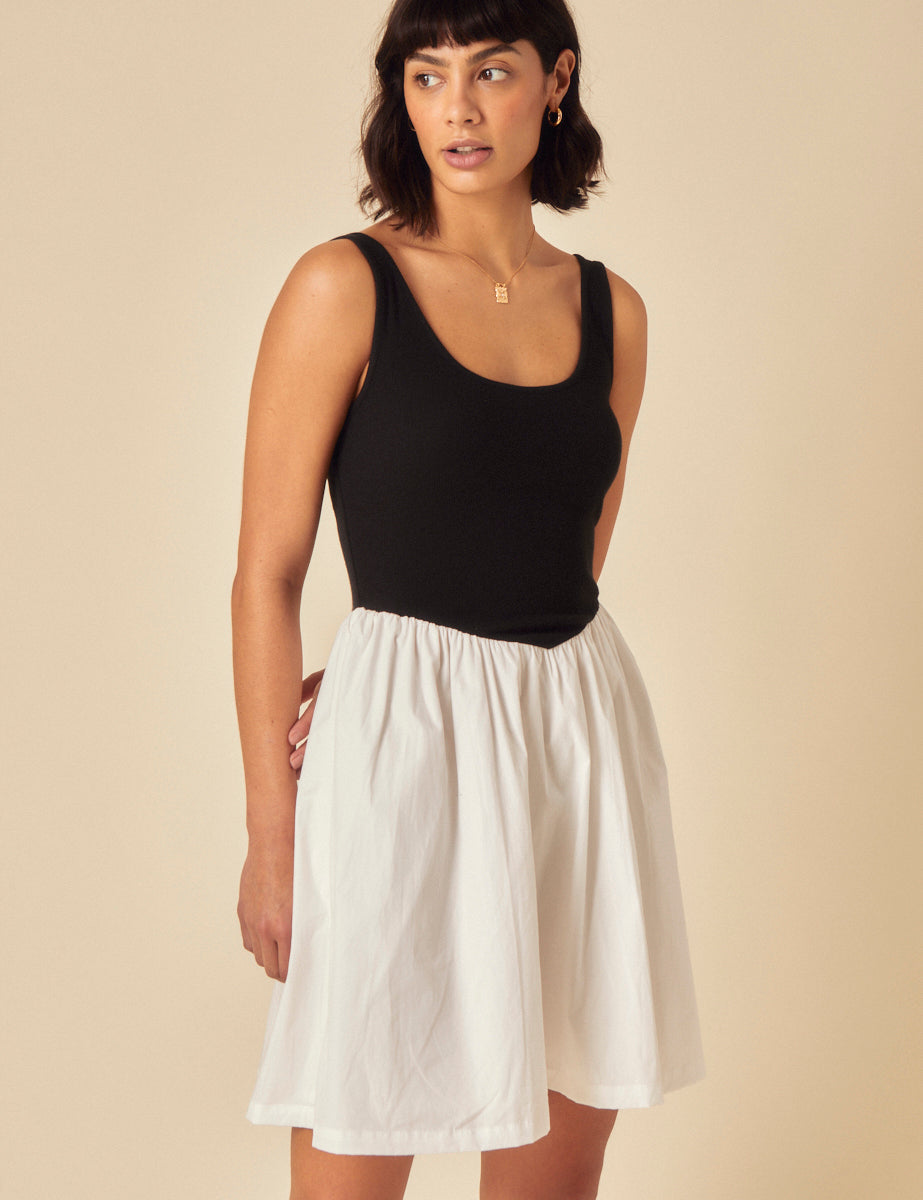 Black And White Contrast Mini Dress