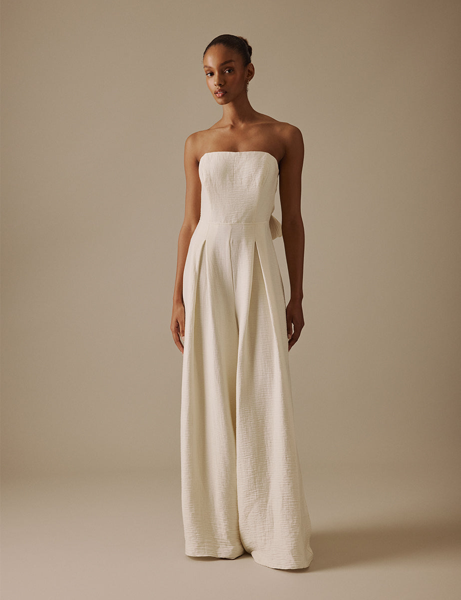 Ivory Wide Leg Bandeau Rory Bridal Jumpsuit