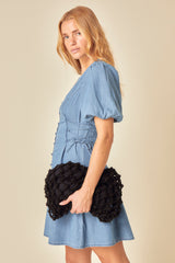 Blue Denim Puff Sleeve Magnolia Mini Dress