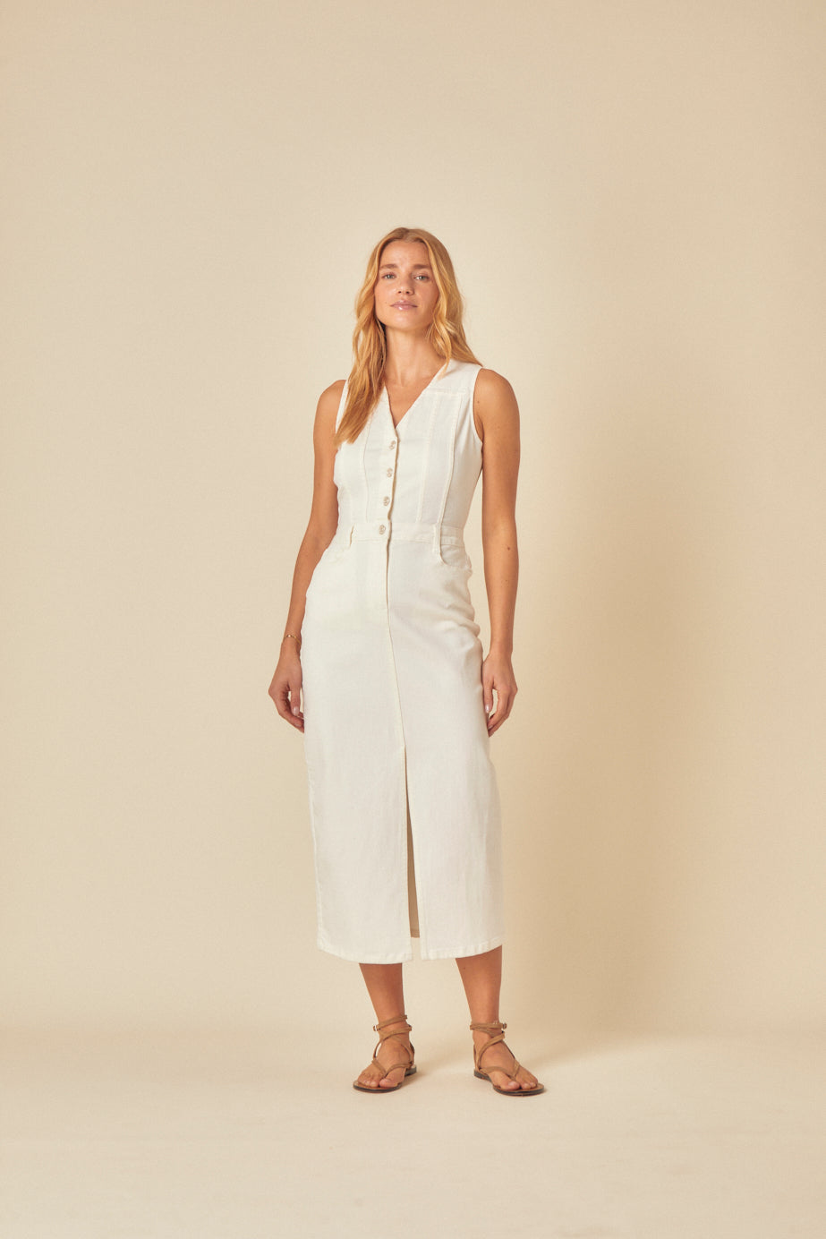 White Denim Mayflower Midi Dress