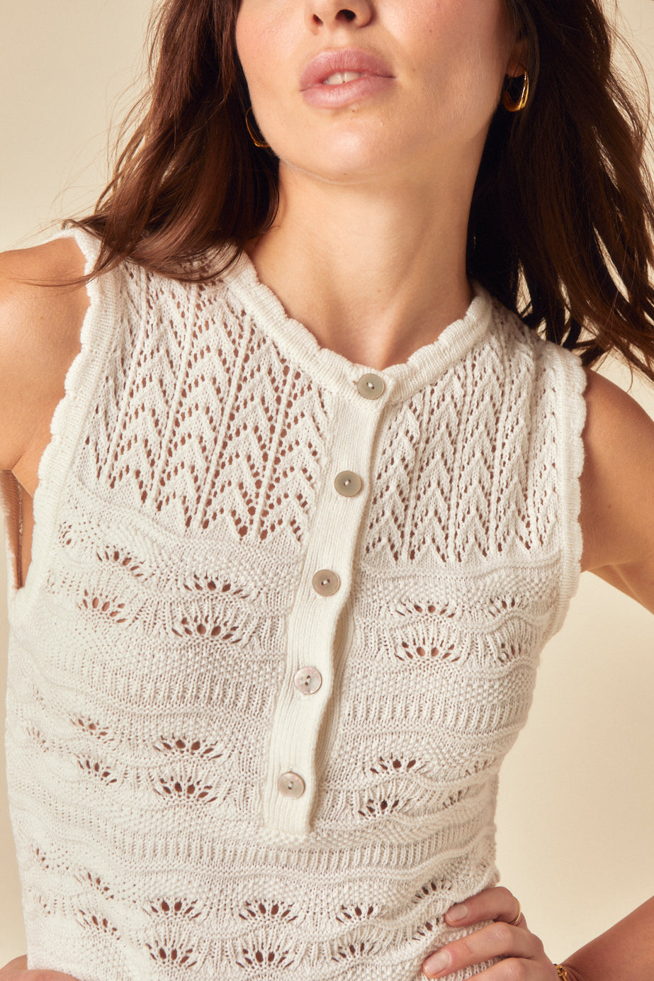 White Mock Crochet Mini Dress