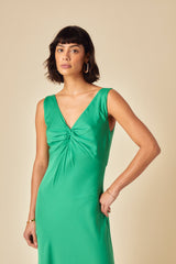 Green Twist Front Athena Midi Dress