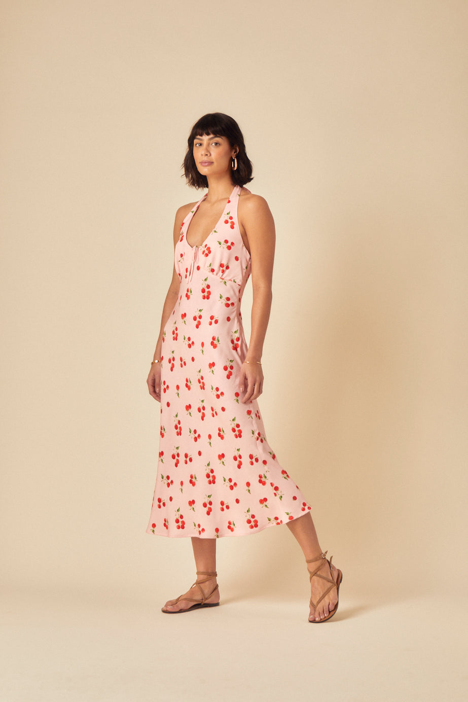 Pink Tomato Print Lyne Midi Dress
