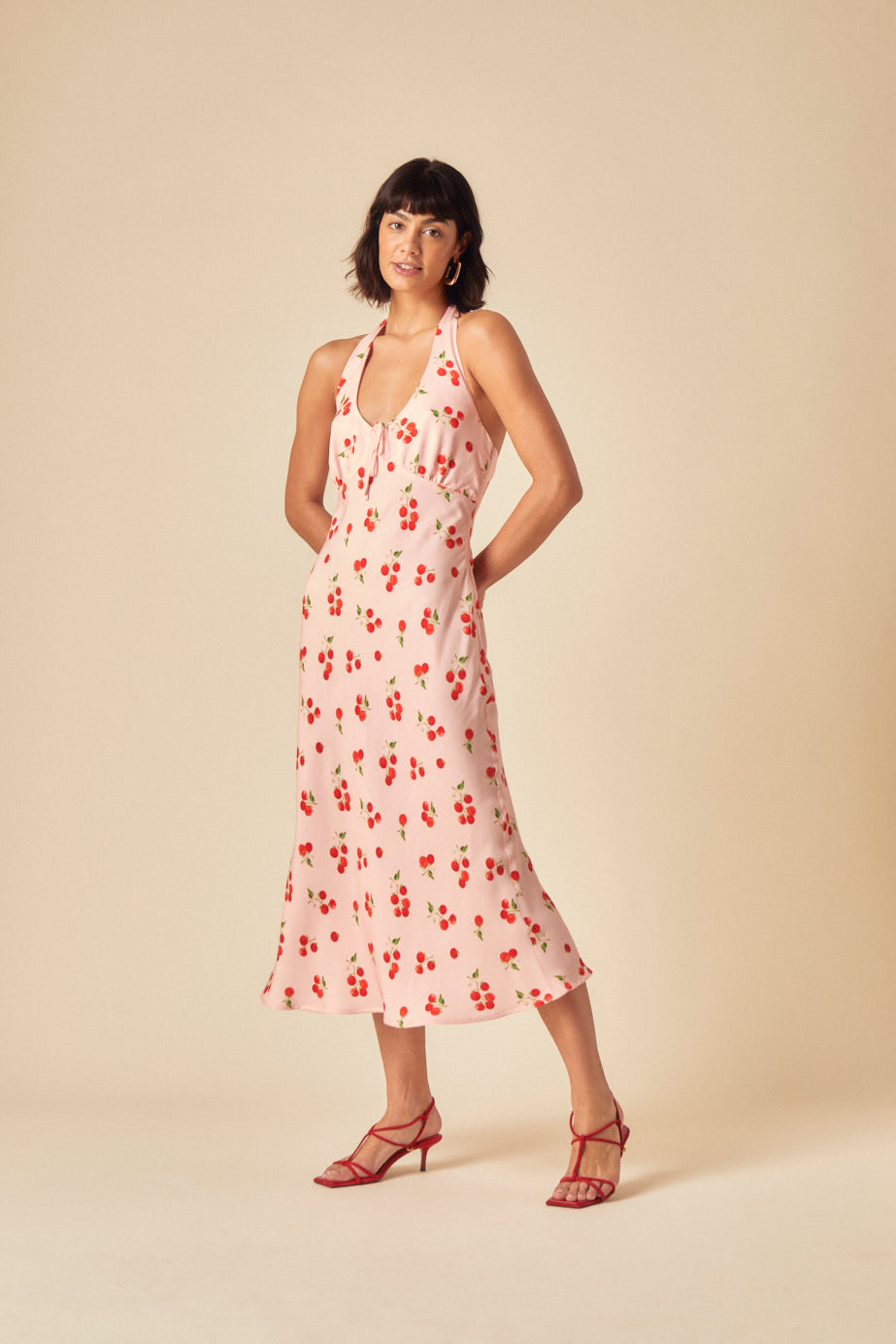 Pink Tomato Print Lyne Midi Dress