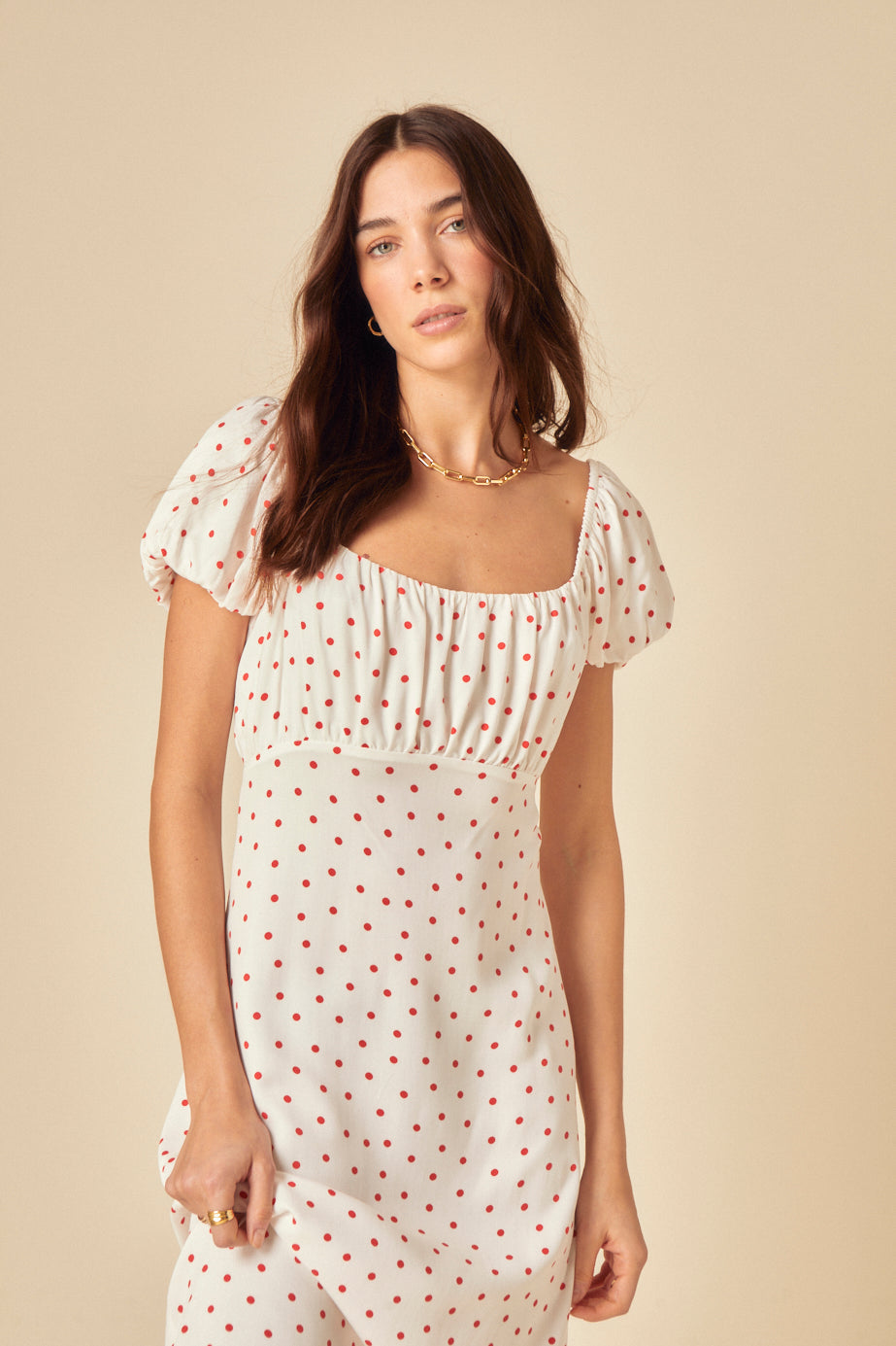 White Polka Dot Raven Midi Dress