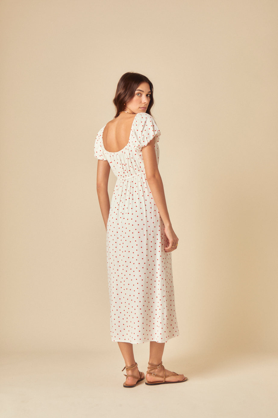 White Polka Dot Raven Midi Dress