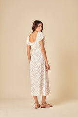White Polka Dot Raven Midi Dress