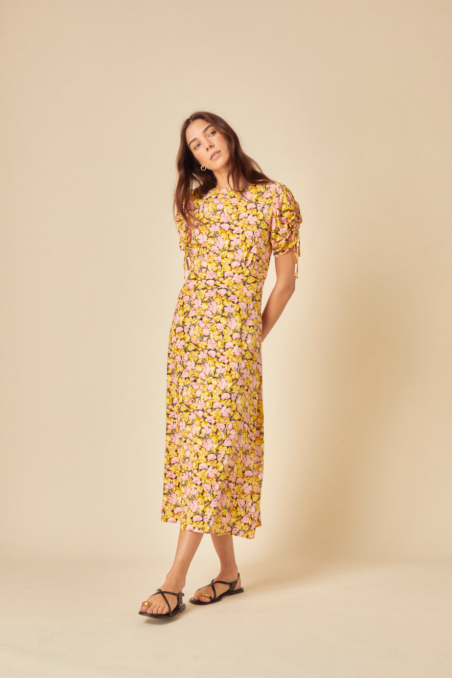 Yellow Floral Philly Midi Dress