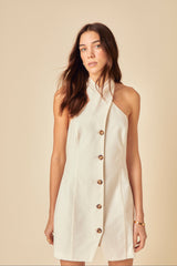 White Halter Neck Gio Mini Dress
