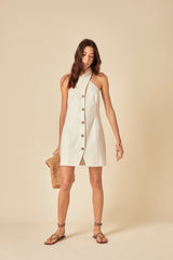 White Halter Neck Gio Mini Dress