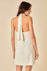 White Halter Neck Gio Mini Dress