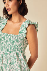 Green Floral Tiered Maya Midi Dress