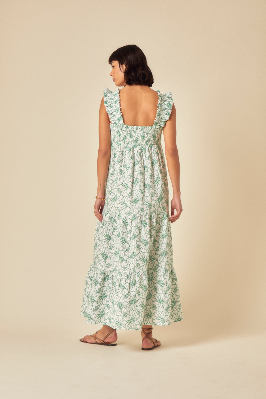 Green Floral Tiered Maya Midi Dress