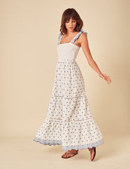 White Embroidered Maryam Midi Dress