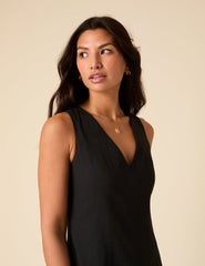 Black Drop Waist Calla Midi Dress