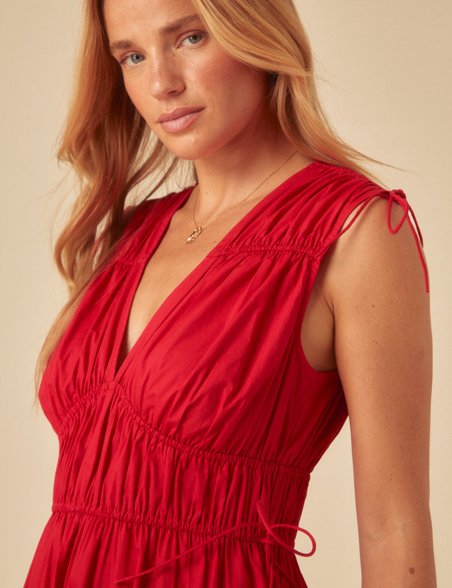 Red Tiered Ianthe Midi Dress