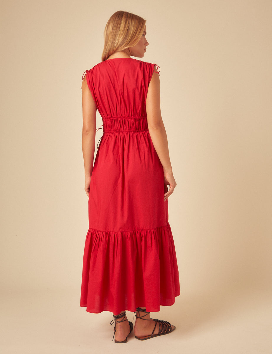 Red Tiered Ianthe Midi Dress