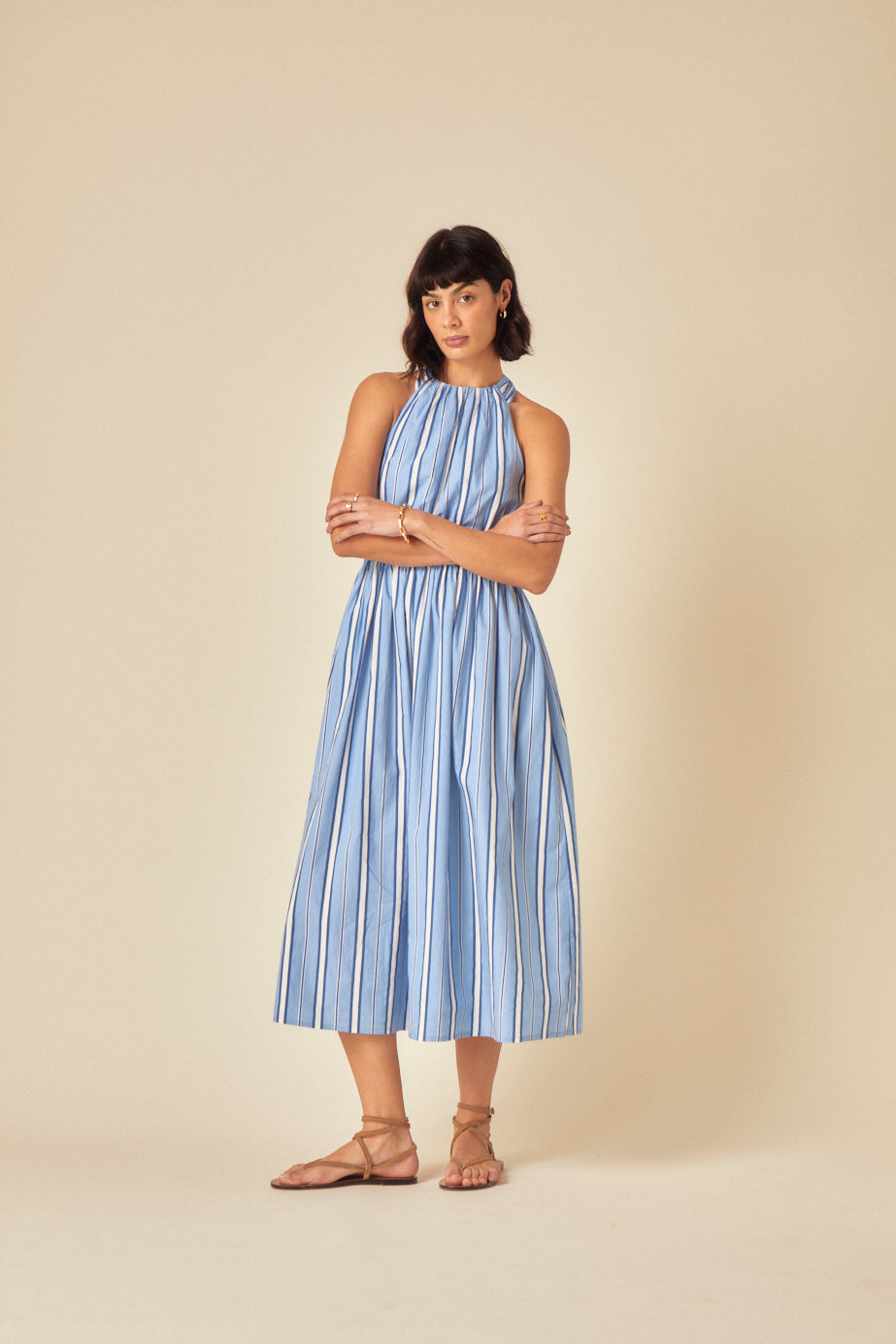 Blue Striped Senna Midi Dress
