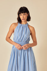 Blue Striped Senna Midi Dress