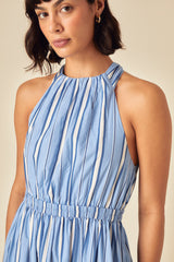 Blue Striped Senna Midi Dress