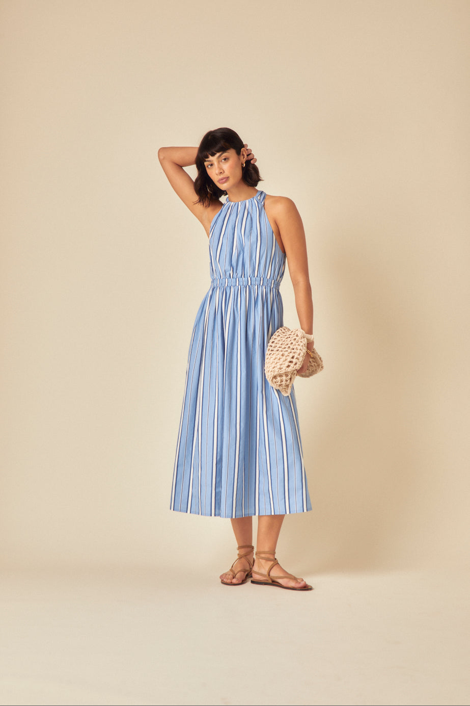 Blue Striped Senna Midi Dress