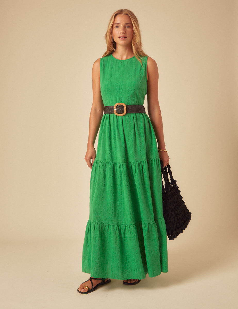 Green Tiered Astrid Midi Dress