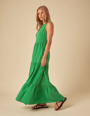 Green Tiered Astrid Midi Dress